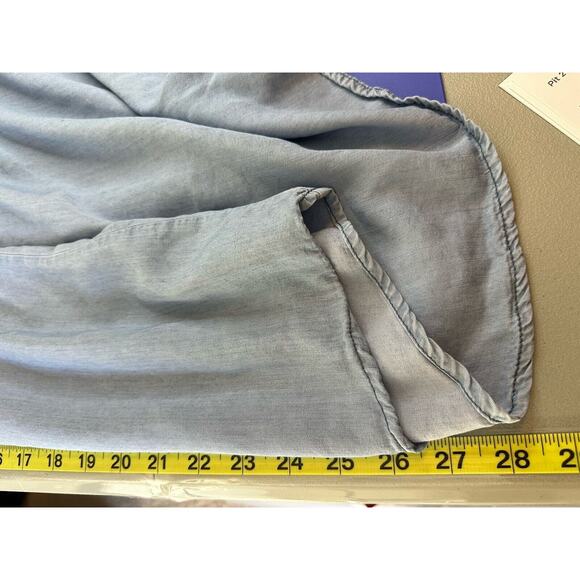 Masion Jules Top Women's XL Chambray Blue Blouse Snap Silver Buttons Western - Picture 9 of 11